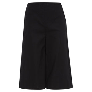 Ethereal Cropped Cotton Wide Leg Pants in Black