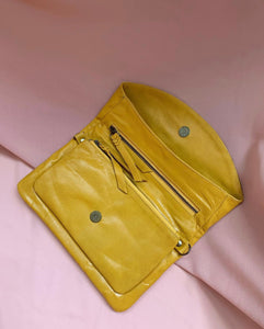 Yellow Leather Over the Shoulder Bag
