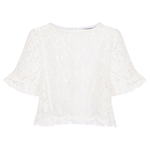 Ethereal Lace Crop in White