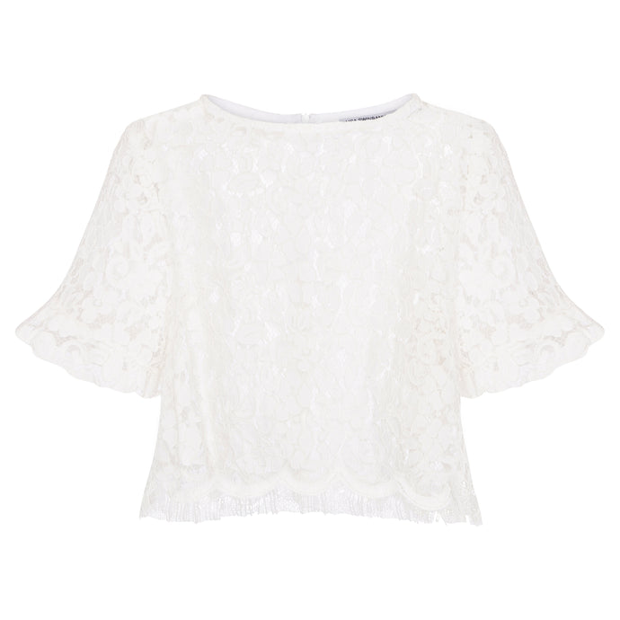 Ethereal Lace Crop in White
